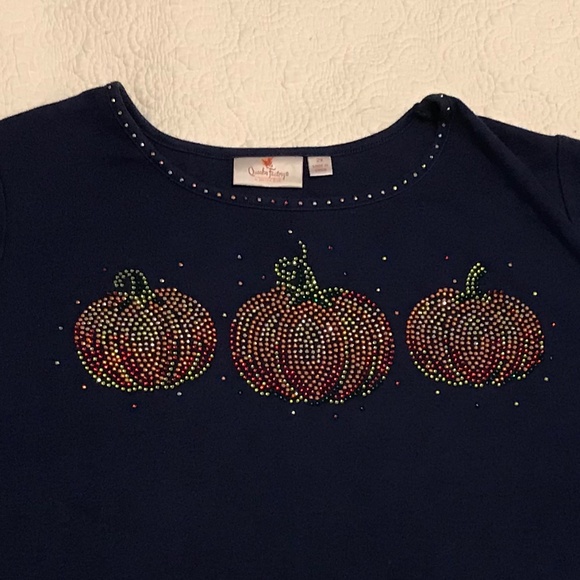 QF light navy blue t-shirt with 3 blingy pumpkins (2X) - Picture 15 of 16